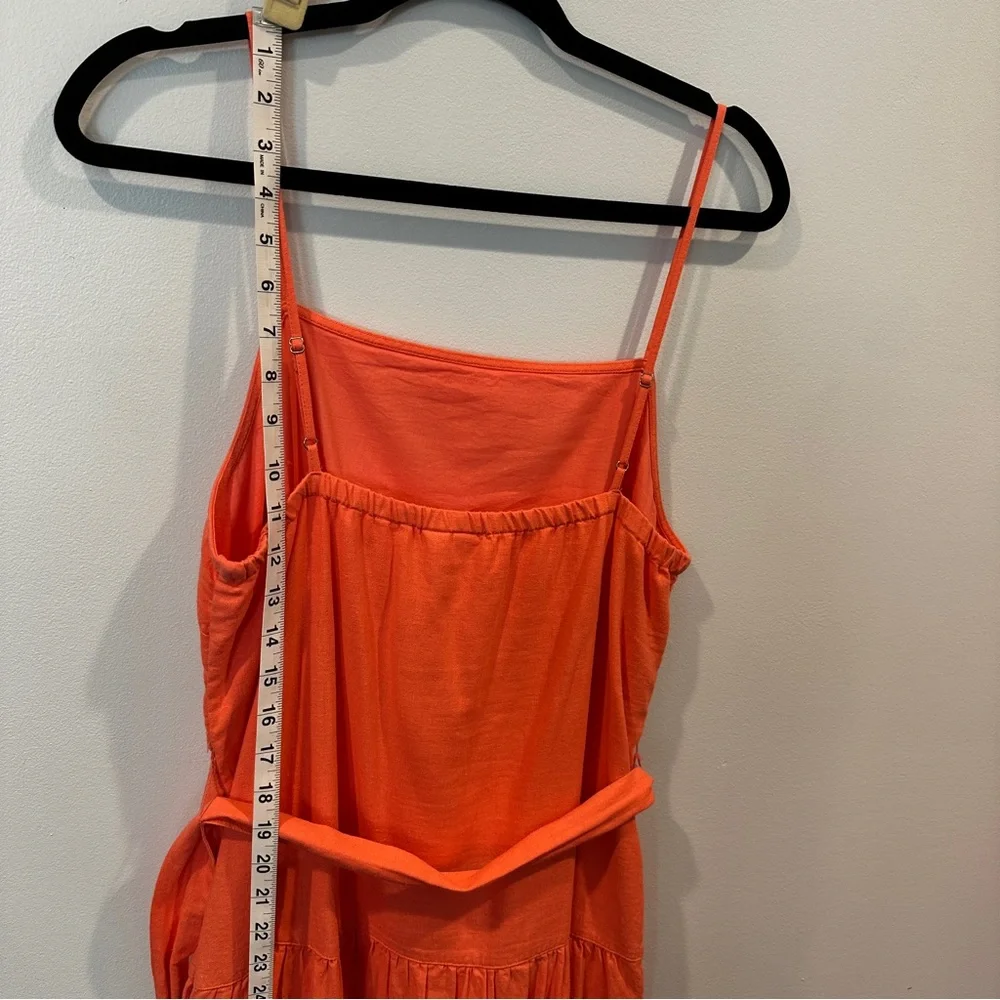 GAP Drop Waist Coral Linen Blend  Maxi Dress Small Tall‎ - Picture 9 of 11